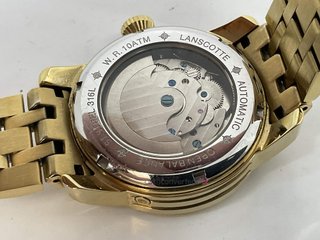 reloj pulsera caballero lanscotte automatico dorado