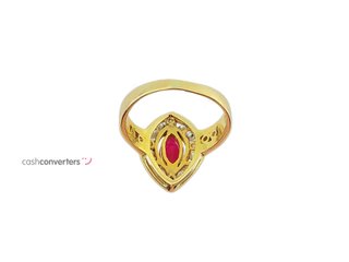 anillo oro 18k con piedra con diamante,rubi t. 13 (16,88 mm)