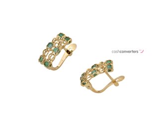 pendientes oro 18k con piedra con esmeralda