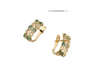pendientes oro 18k con piedra con esmeralda