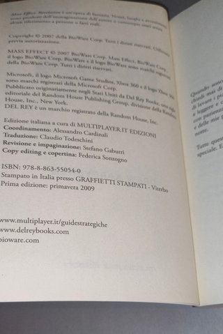 Mass Effect Revelation (ITA) libro prima edizione