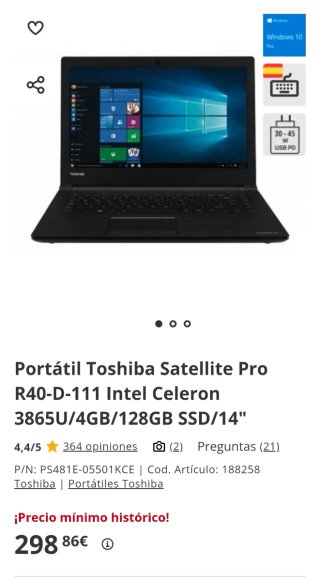 Portátil Toshiba Satellite Pro R40-D-111