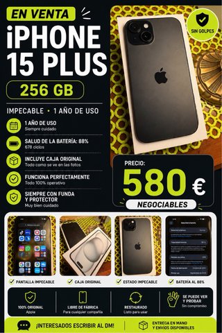 iPhone 15 Plus 256GB Negro