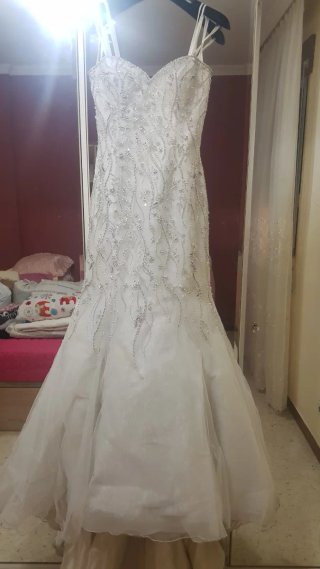Vestido de Novia Blanco y Plateado