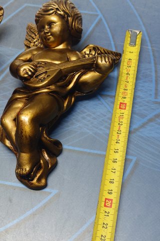 2 Figure di Angeli Dorati in Gesso