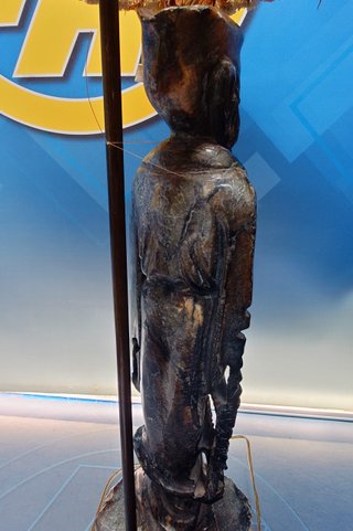 Lampada Vintage Figura Orientale Pietra Intagliata