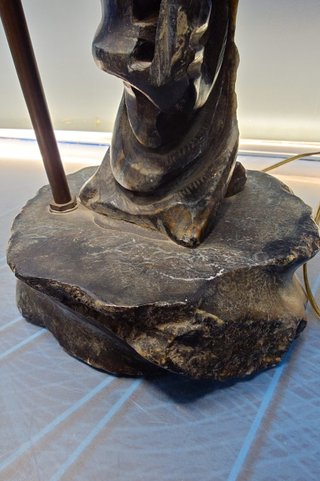 Lampada Vintage Figura Orientale Pietra Intagliata