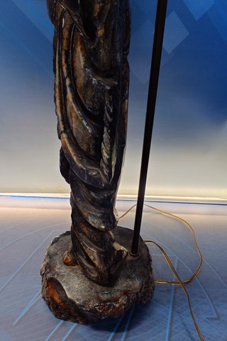 Lampada Vintage Figura Orientale Pietra Intagliata