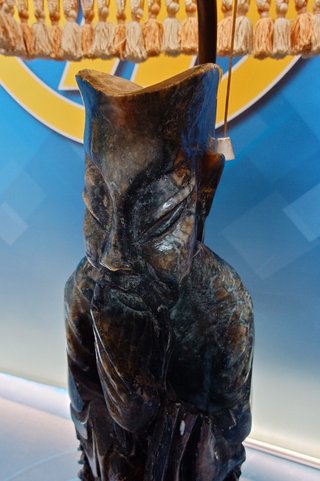 Lampada Vintage Figura Orientale Pietra Intagliata