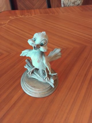 Statuina Uccellino Porcellana Bianco