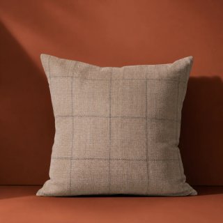 Cuscino in lino a quadri beige/marrone