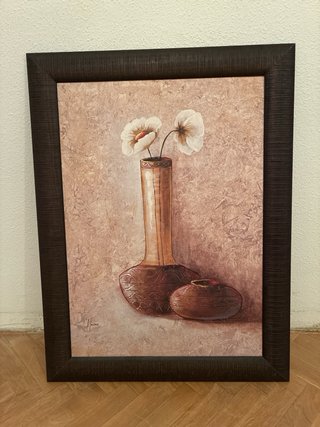 Set di 3 quadri floreali beige e marrone