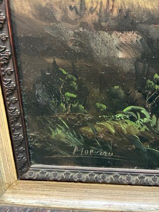 Quadro Dipinto ad Olio Barca e Paese