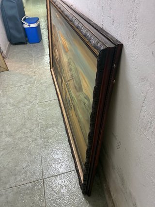 Quadro Dipinto ad Olio Barca e Paese