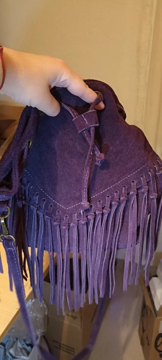 Bolso terciopelo flecos
