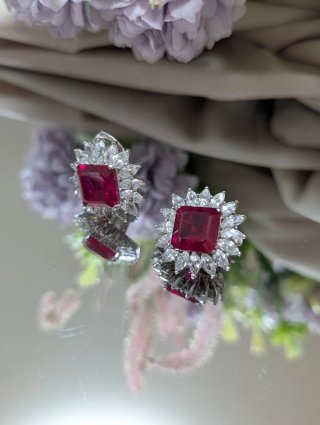Pendientes Antiguos Plata Rojo