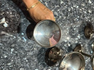 6 Calici d'Argento con Stelo Torto