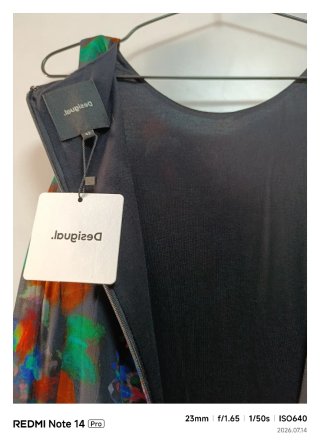Vestido Desigual Negro Multicolor Nuevo Talla M