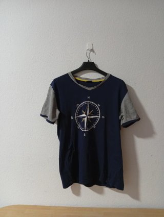 Camiseta MAINE blanca y azul hombre talla l
