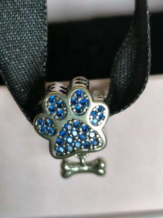 Charm para pulseras Pandora Patita y Hueso Azul