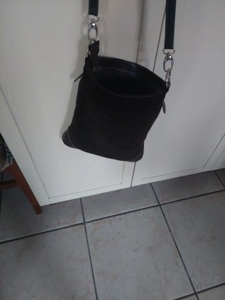 Borsetta camoscio e pelle marrone