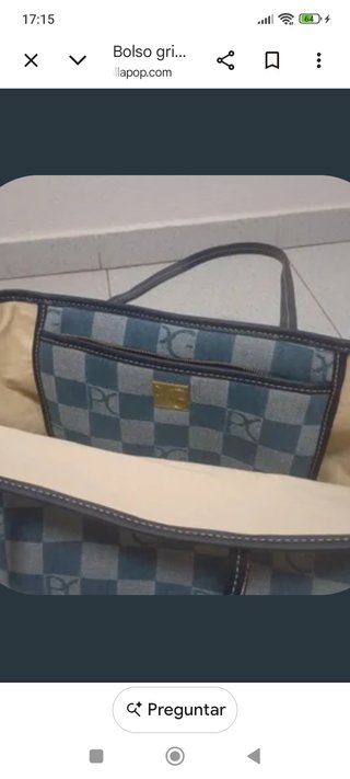 Bolso de mujer gris con logo