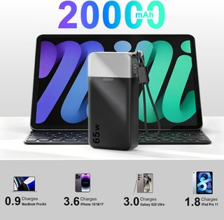 JUOVI Power Bank 20000mAh PD 65W QC 4 Ptos USB