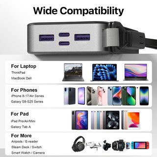 JUOVI Power Bank 20000mAh PD 65W QC 4 Ptos USB