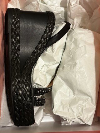 Sandalia Alma en Pena Piel, 37 Negra, cuña 9’5cm
