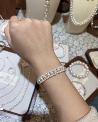 Pulsera trenzada perlas naturales