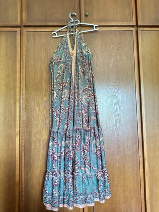 Lote vestido boho y bolso redondo mimbre