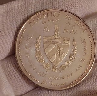 Moneda Plata 999 Cuba 10 Pesos