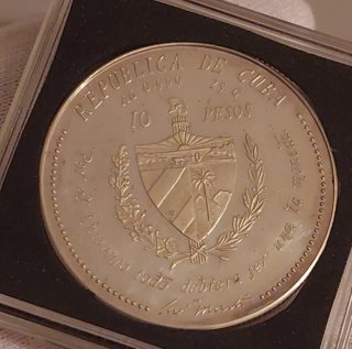 Moneda Plata 999 Cuba 10 Pesos