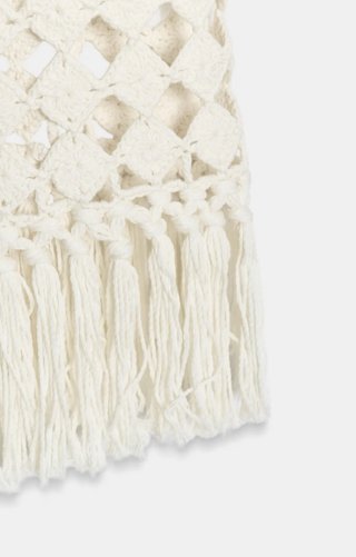 Falda crochet Zara flecos talla L Rocio Osorno