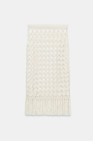 Falda crochet Zara flecos talla L Rocio Osorno