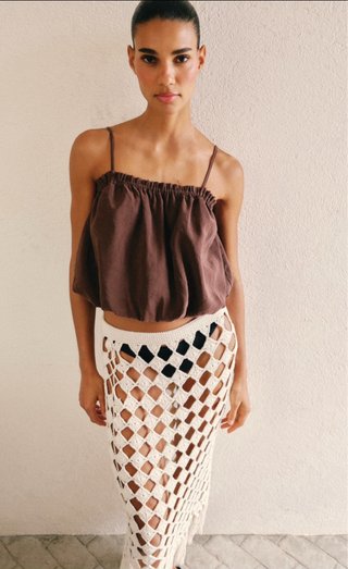 Falda crochet Zara flecos talla L Rocio Osorno