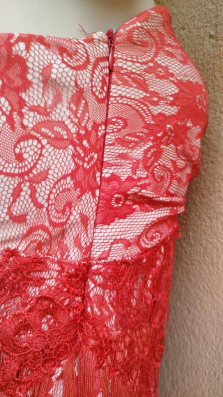Vestido de fiesta con flecos y encaje Talla XL
