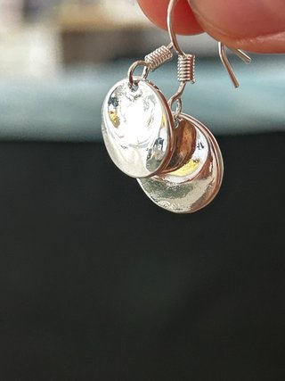 Orecchini Pendenti Disco Martellato Argento 925
