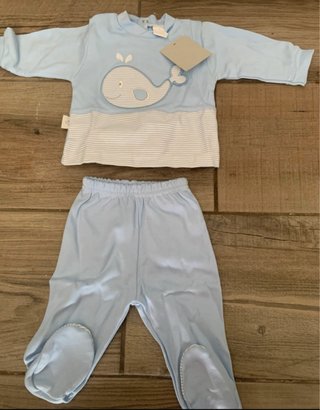 Conjunto bebé algodão 1 mês baleia