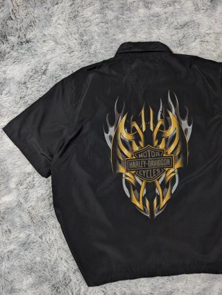 Harley Davidson Camisa Mecánico Llamas Vintage 3XL