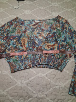 Blusa Boho Estampada Manga Campana Talla Única