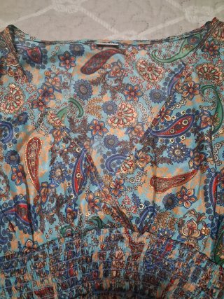 Blusa Boho Estampada Manga Campana Talla Única