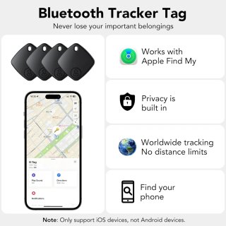 Air Tag Smart Tracker 4 Pack, Localizzatore Funziona con Apple Cercare (Solo iOS)