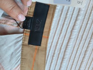 Falda Zara capa cuadros beige/naranja