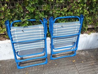 Sillas de Playa Plegables Rayas Azul y Blanco