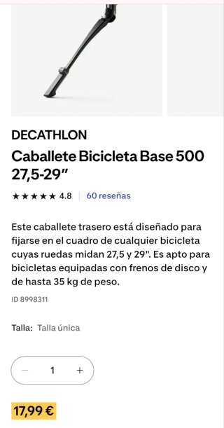Caballete Bicicleta Base 500 27,5-29"