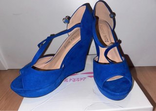 Zapatos de cuña Laura Mode azul talla 40