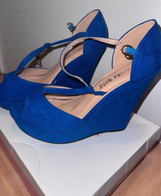 Zapatos de cuña Laura Mode azul talla 40