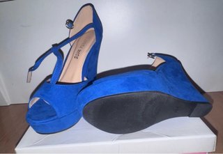 Zapatos de cuña Laura Mode azul talla 40