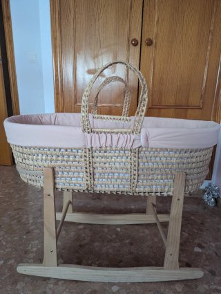 Moisés Cuna Mimbre con Soporte balancín